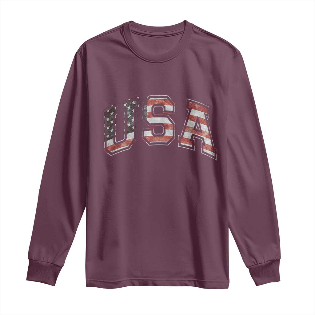 Funny USA Patriotic 4th of July American Flag Long Sleeve Shirt - Wonder Print Shop