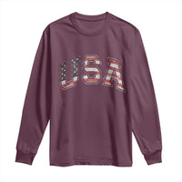 Funny USA Patriotic 4th of July American Flag Long Sleeve Shirt - Wonder Print Shop