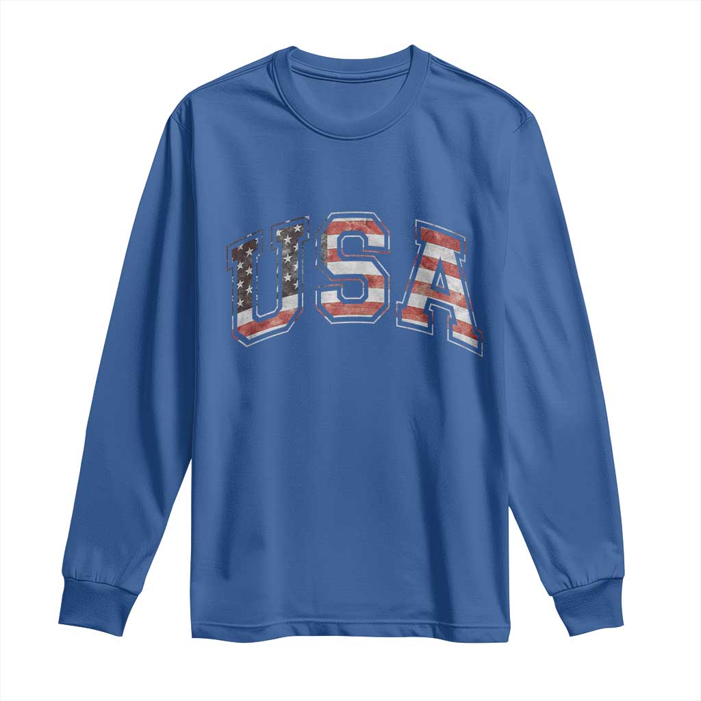 Funny USA Patriotic 4th of July American Flag Long Sleeve Shirt - Wonder Print Shop