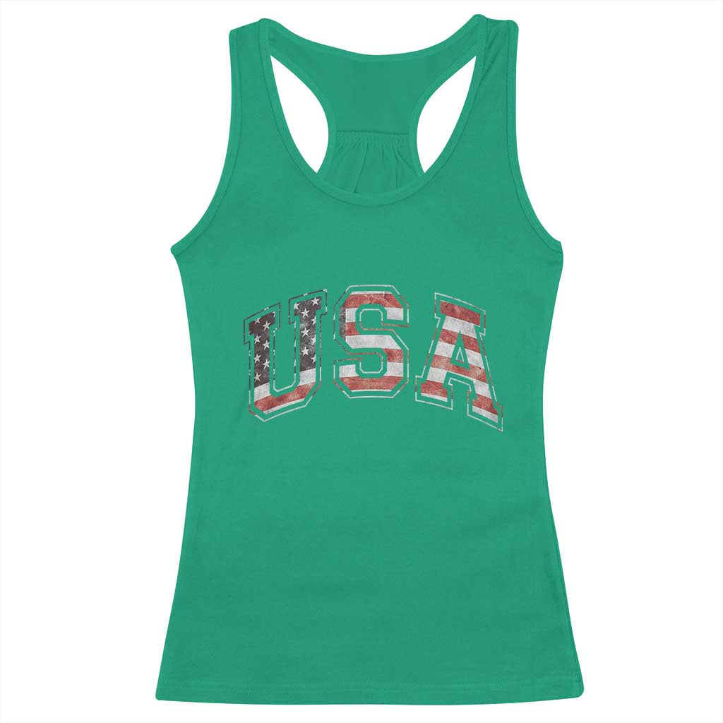 Funny USA Patriotic 4th of July American Flag Racerback Tank Top - Wonder Print Shop