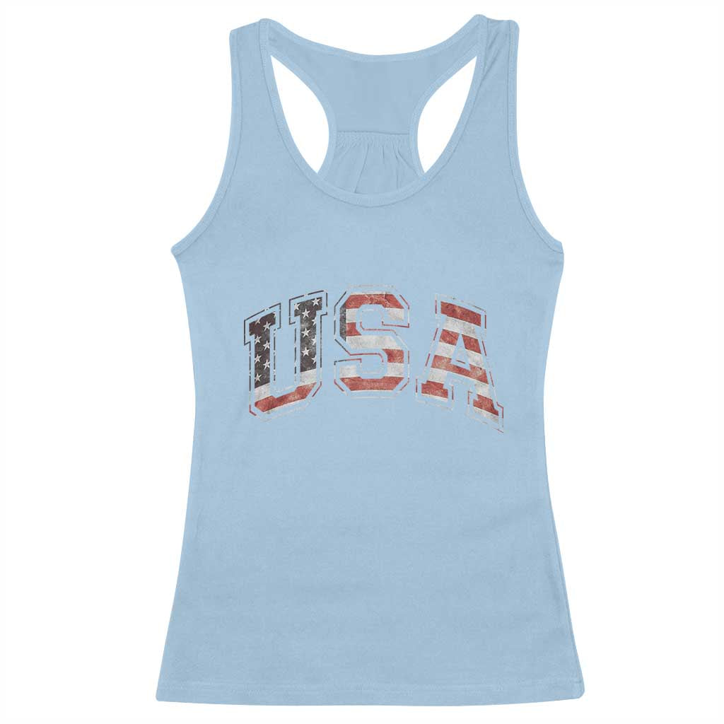 Funny USA Patriotic 4th of July American Flag Racerback Tank Top - Wonder Print Shop