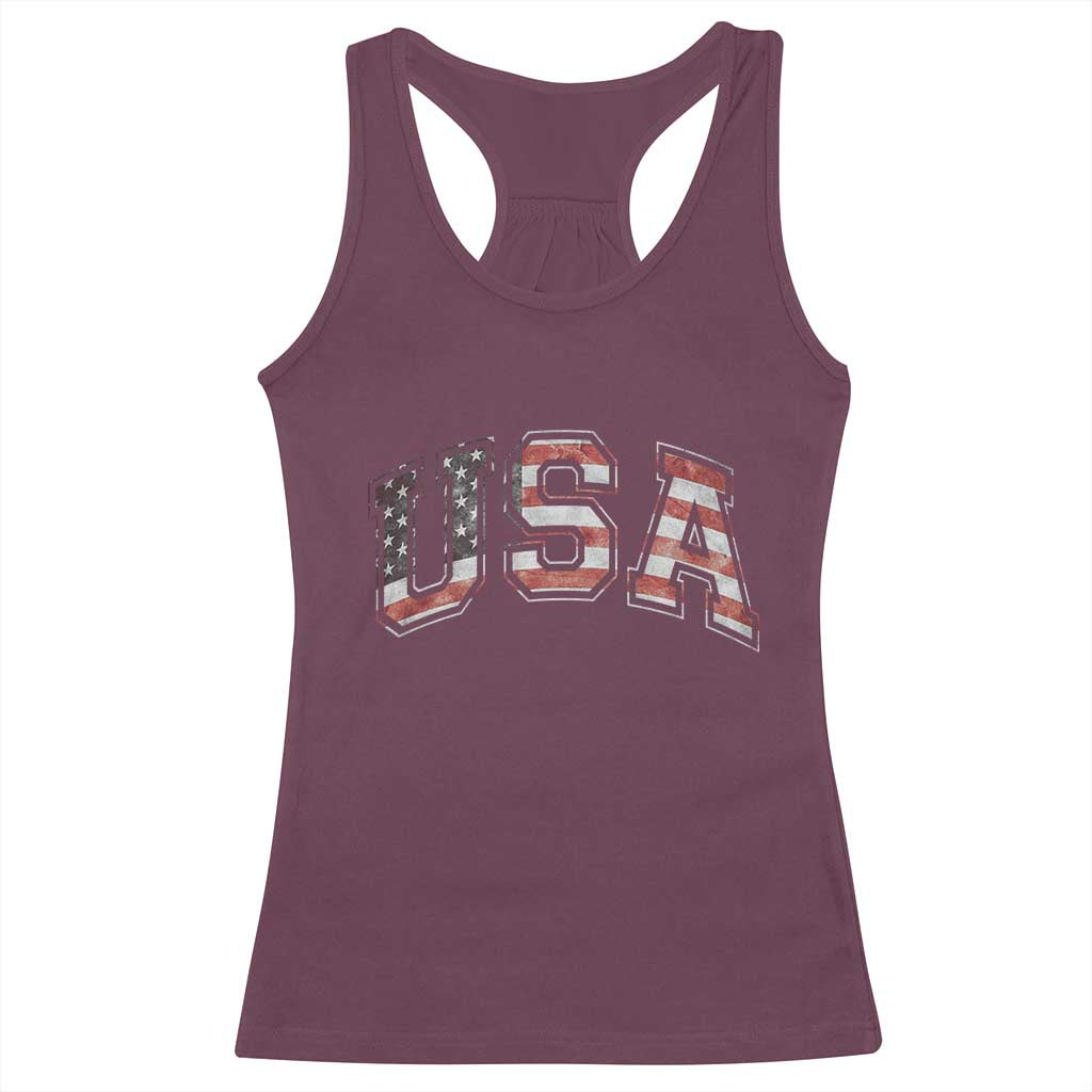 Funny USA Patriotic 4th of July American Flag Racerback Tank Top - Wonder Print Shop
