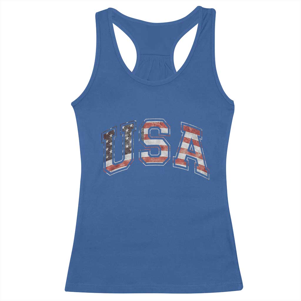 Funny USA Patriotic 4th of July American Flag Racerback Tank Top - Wonder Print Shop
