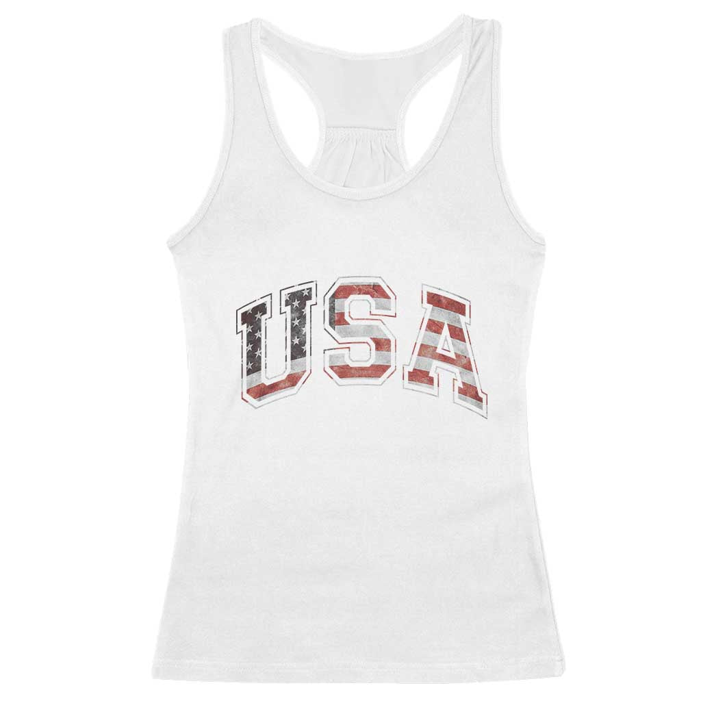 Funny USA Patriotic 4th of July American Flag Racerback Tank Top - Wonder Print Shop