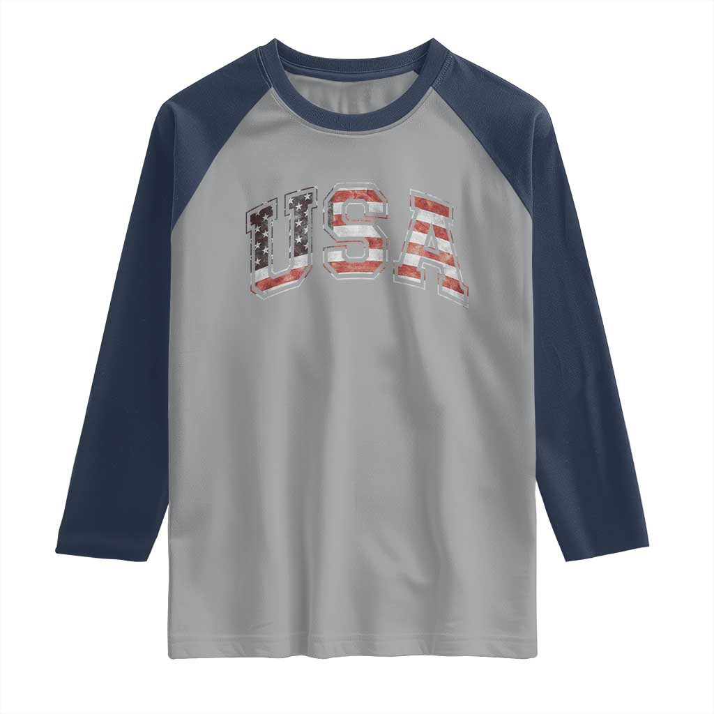 Funny USA Patriotic 4th of July American Flag Raglan Shirt - Wonder Print Shop