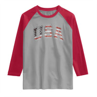 Funny USA Patriotic 4th of July American Flag Raglan Shirt - Wonder Print Shop