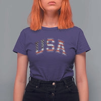 Funny USA Patriotic 4th of July American Flag T Shirt For Women - Wonder Print Shop