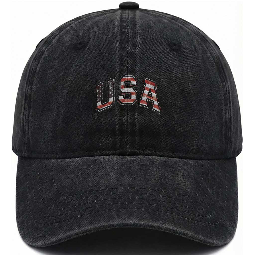 Funny USA Patriotic 4th of July American Flag Washed Cotton Baseball Cap