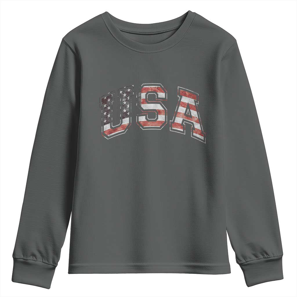 Funny USA Patriotic 4th of July American Flag Youth Sweatshirt - Wonder Print Shop