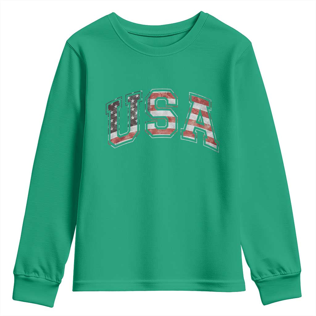 Funny USA Patriotic 4th of July American Flag Youth Sweatshirt - Wonder Print Shop