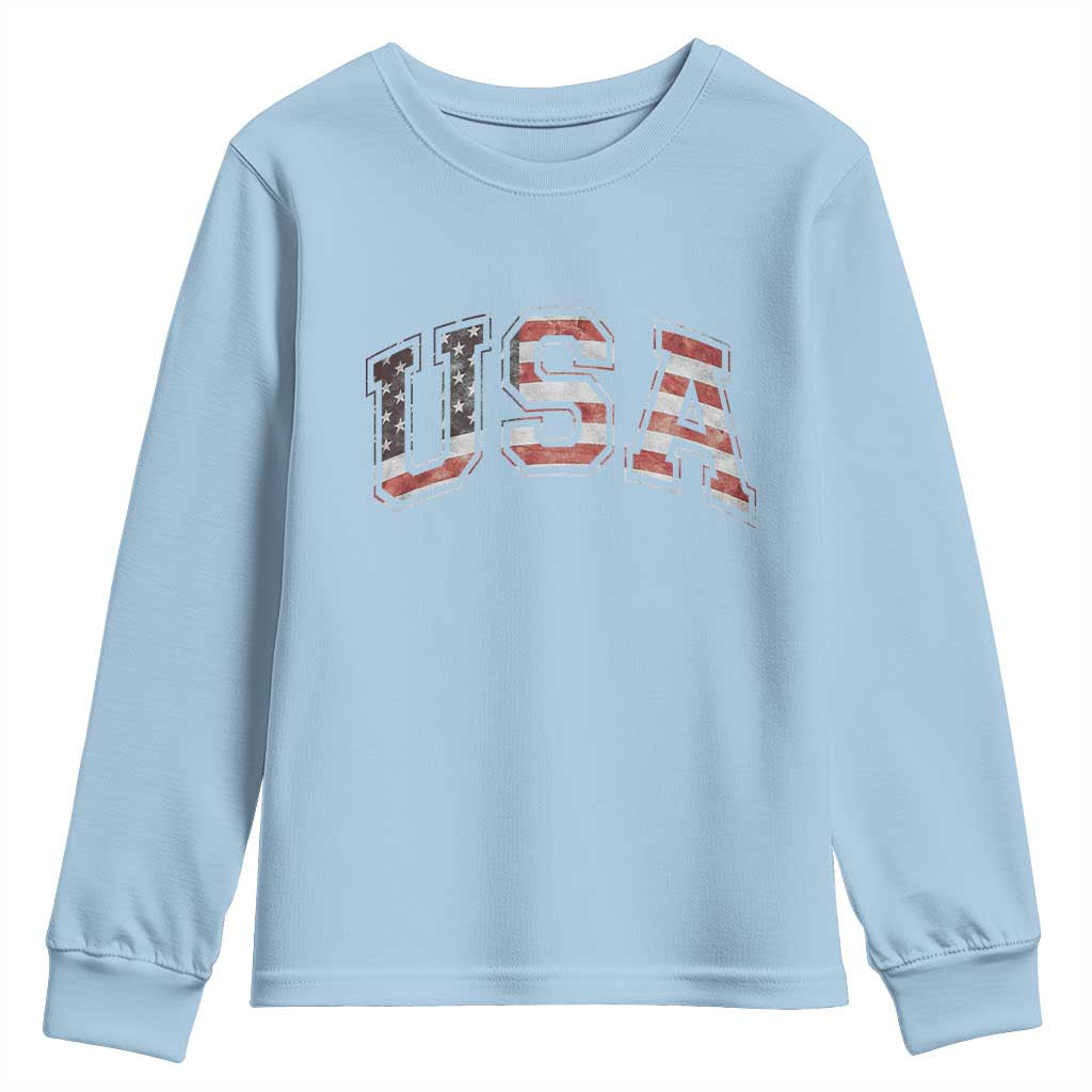 Funny USA Patriotic 4th of July American Flag Youth Sweatshirt - Wonder Print Shop