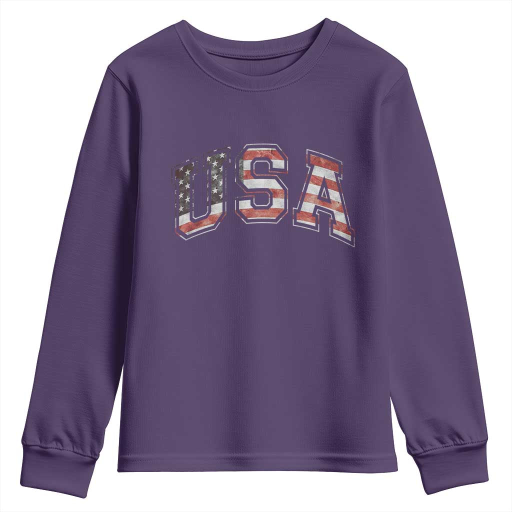 Funny USA Patriotic 4th of July American Flag Youth Sweatshirt - Wonder Print Shop