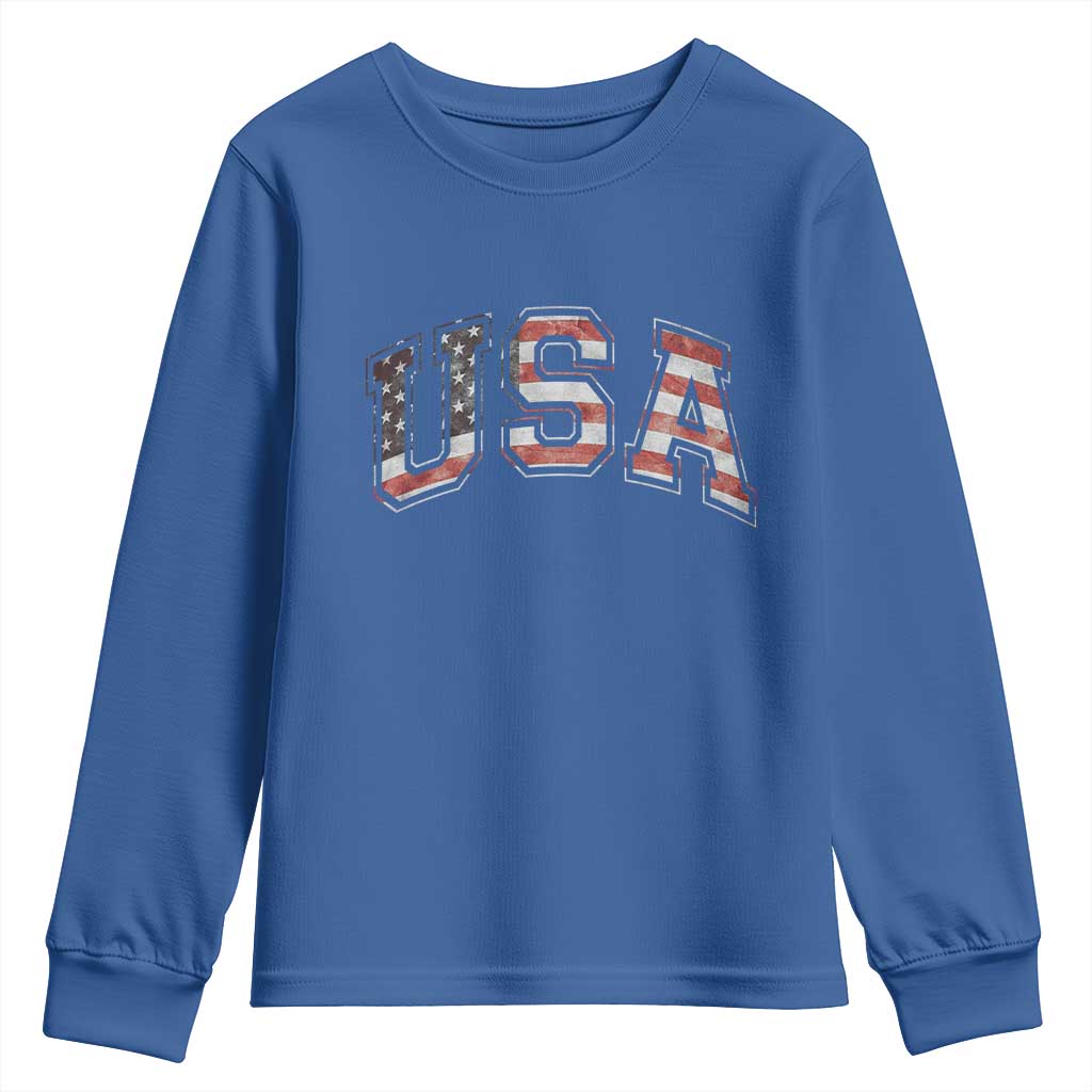 Funny USA Patriotic 4th of July American Flag Youth Sweatshirt - Wonder Print Shop