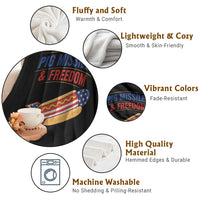 Pig Missiles And Freedom Hot Dog 4th of July Humor Throw Blanket