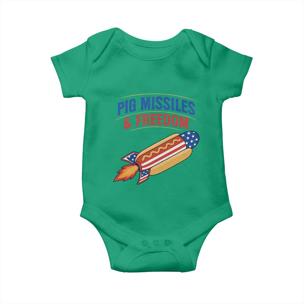 Pig Missiles And Freedom Hot Dog 4th of July Humor Baby Onesie