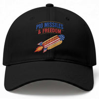 Pig Missiles And Freedom Hot Dog 4th of July Humor Baseball Cap