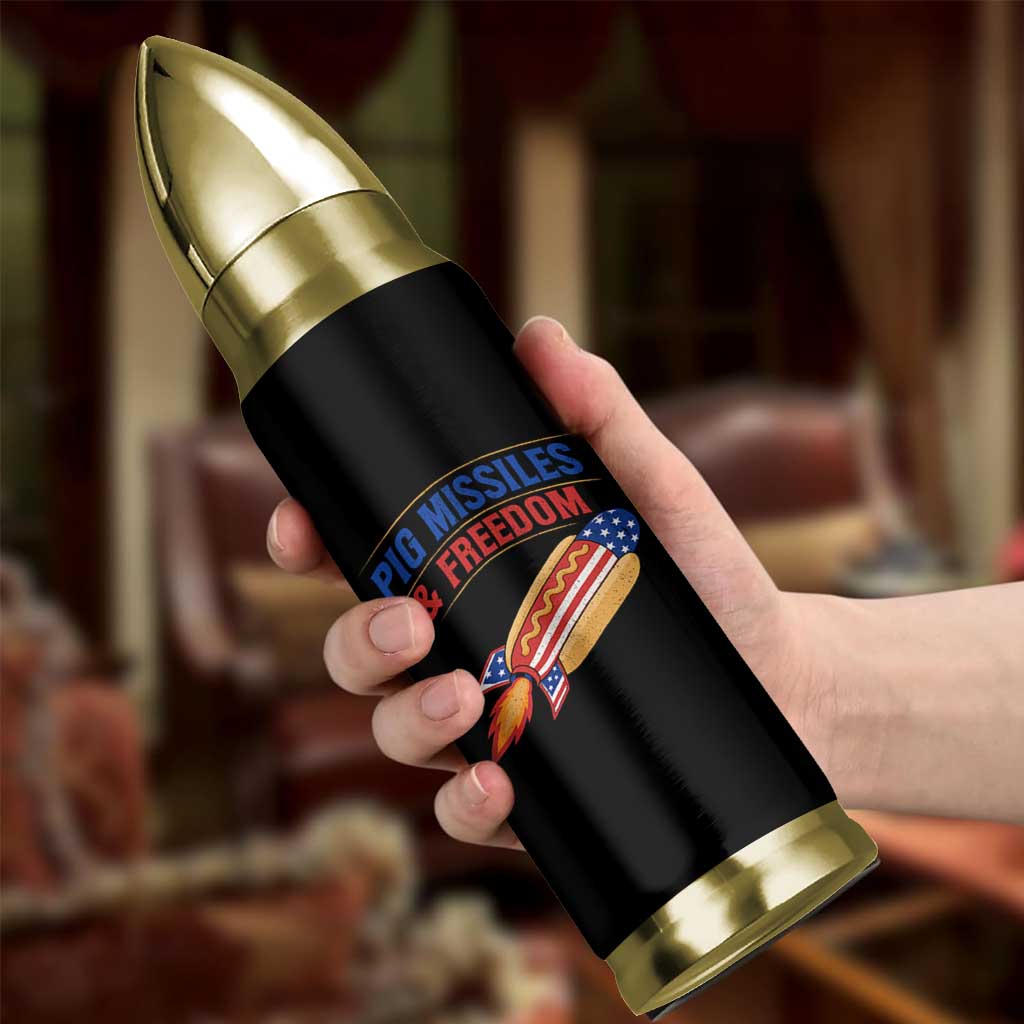 Pig Missiles And Freedom Hot Dog 4th of July Humor Bullet Tumbler