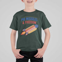 Pig Missiles And Freedom Hot Dog 4th of July Humor T Shirt For Kid