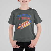 Pig Missiles And Freedom Hot Dog 4th of July Humor T Shirt For Kid