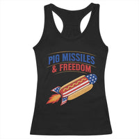Pig Missiles And Freedom Hot Dog 4th of July Humor Racerback Tank Top