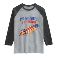 Pig Missiles And Freedom Hot Dog 4th of July Humor Raglan Shirt