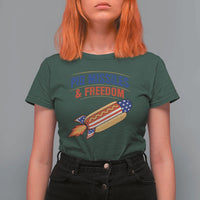 Pig Missiles And Freedom Hot Dog 4th of July Humor T Shirt For Women