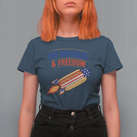 Pig Missiles And Freedom Hot Dog 4th of July Humor T Shirt For Women