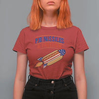 Pig Missiles And Freedom Hot Dog 4th of July Humor T Shirt For Women