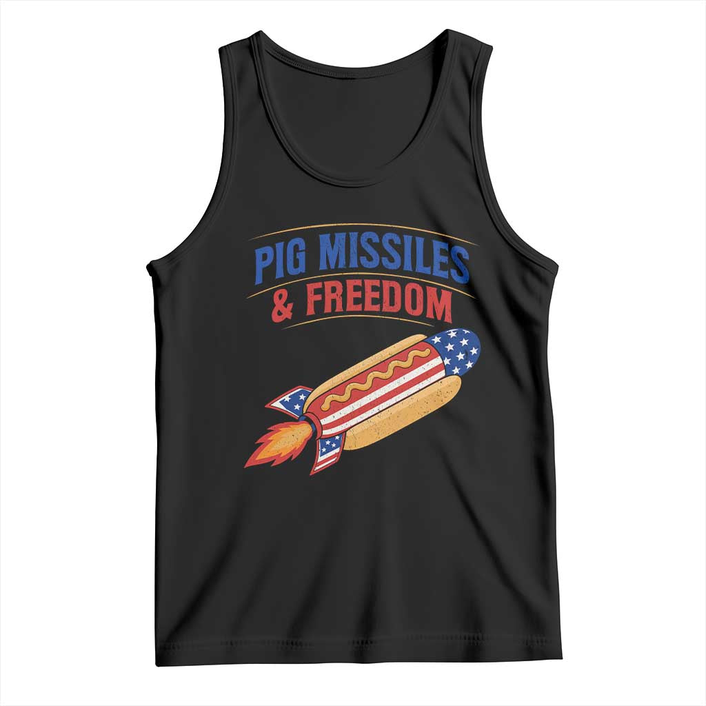 Pig Missiles And Freedom Hot Dog 4th of July Humor Tank Top