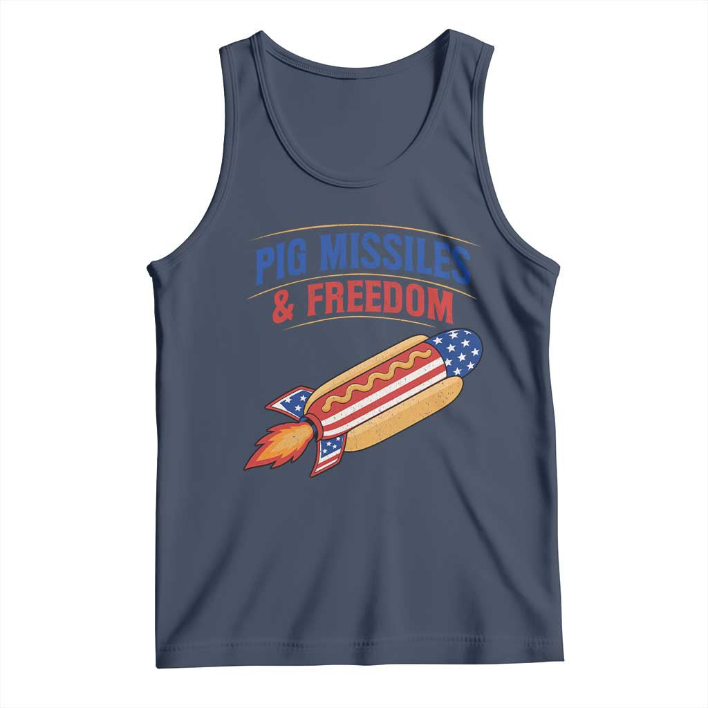 Pig Missiles And Freedom Hot Dog 4th of July Humor Tank Top