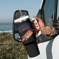 Pig Missiles And Freedom Hot Dog 4th of July Humor Tumbler With Handle