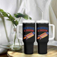 Pig Missiles And Freedom Hot Dog 4th of July Humor Tumbler With Handle