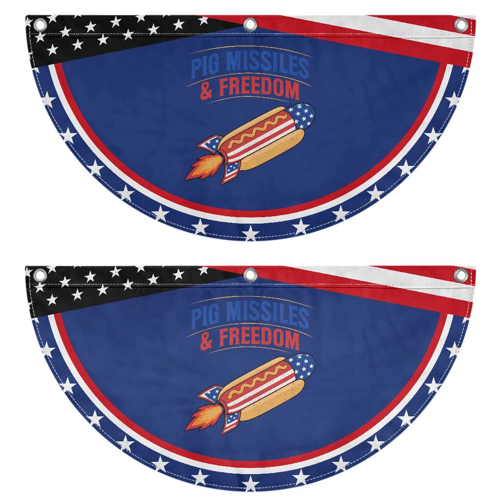 Pig Missiles And Freedom Hot Dog 4th of July Humor Patriotic Fan Flag