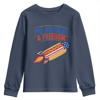 Pig Missiles And Freedom Hot Dog 4th of July Humor Youth Sweatshirt