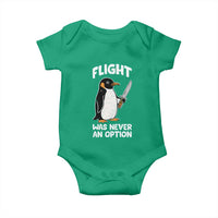 Penguin Flight Was Never An Option Baby Onesie Funny Dark Humor