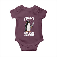 Penguin Flight Was Never An Option Baby Onesie Funny Dark Humor