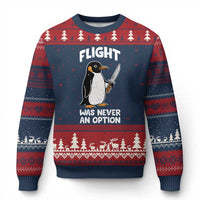 Penguin Flight Was Never An Option Ugly Christmas Sweater Funny Dark Humor