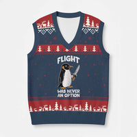 Penguin Flight Was Never An Option V-Neck Knit Sweater Vest Funny Dark Humor