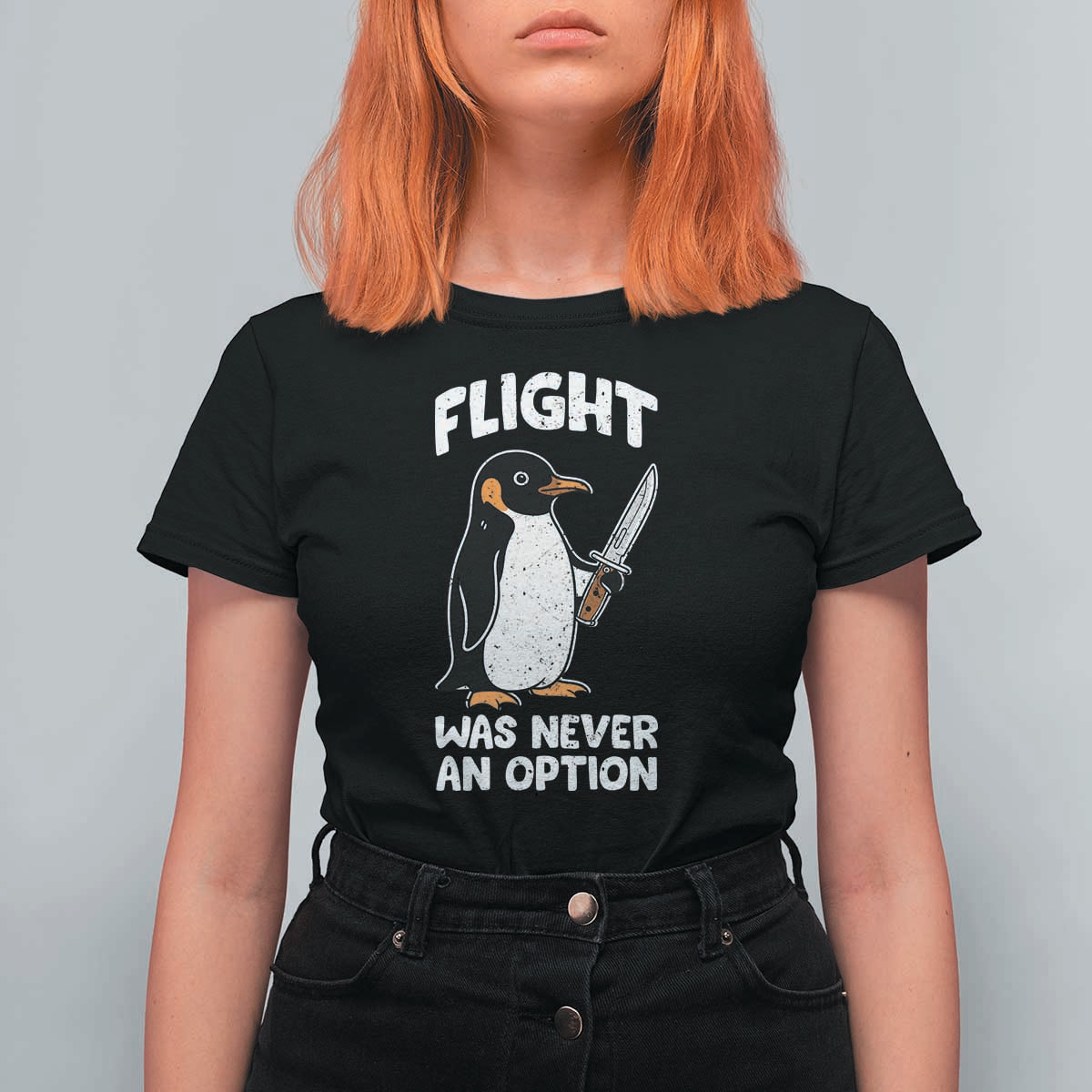 Penguin Flight Was Never An Option T Shirt For Women Funny Dark Humor
