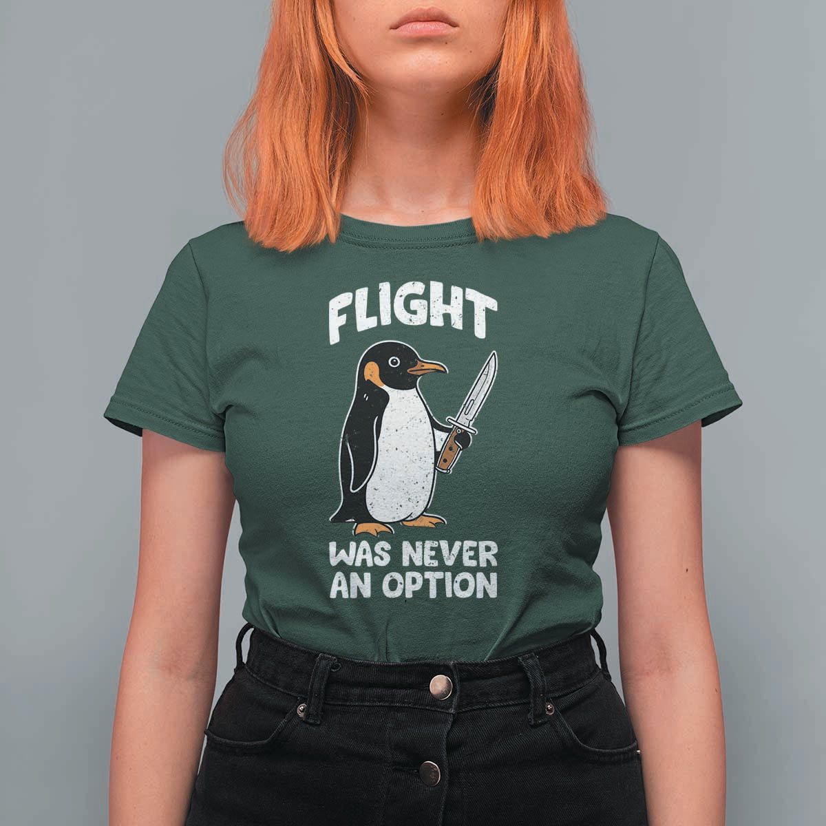 Penguin Flight Was Never An Option T Shirt For Women Funny Dark Humor