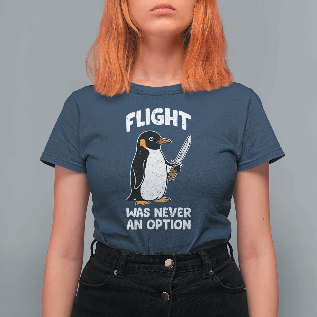 Penguin Flight Was Never An Option T Shirt For Women Funny Dark Humor