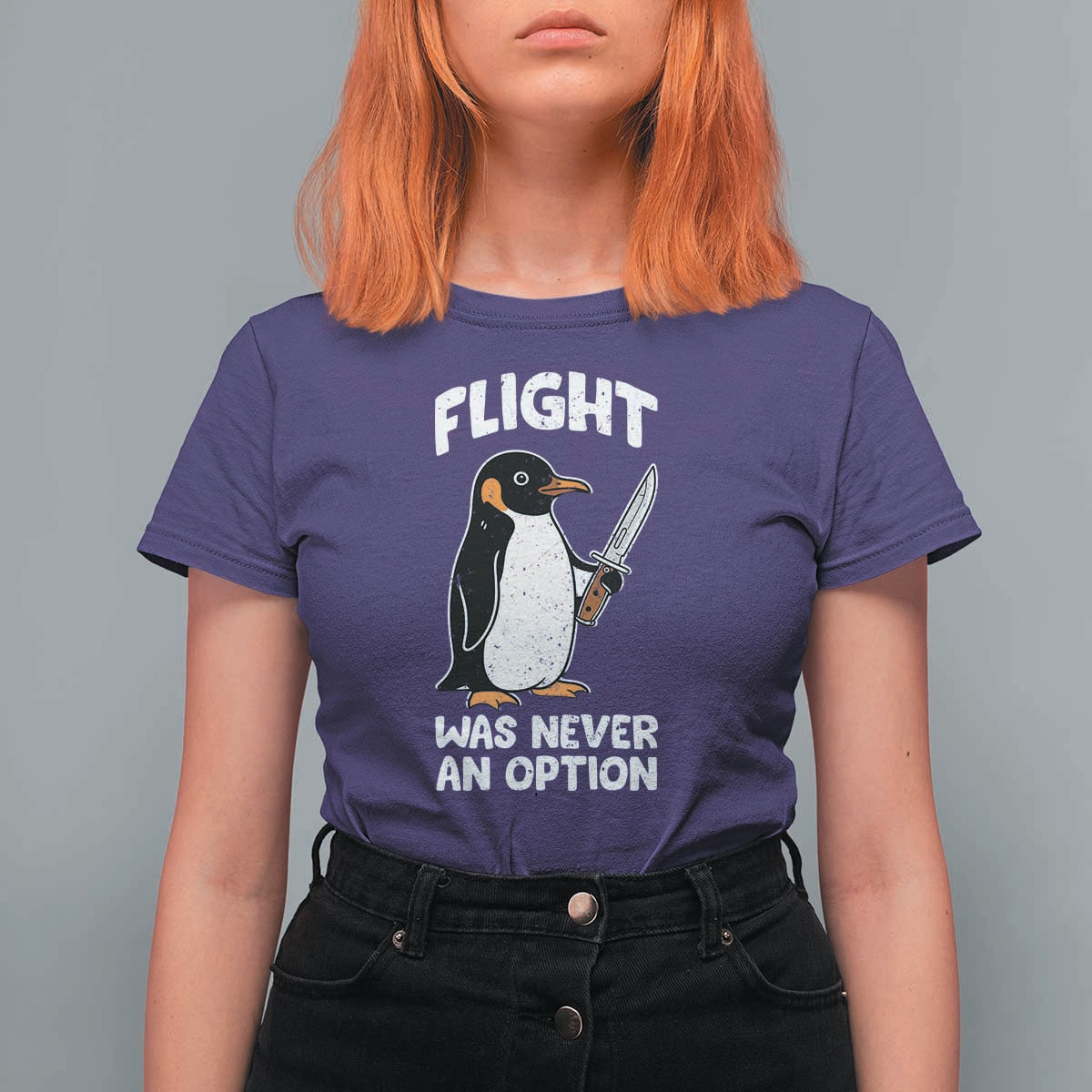 Penguin Flight Was Never An Option T Shirt For Women Funny Dark Humor
