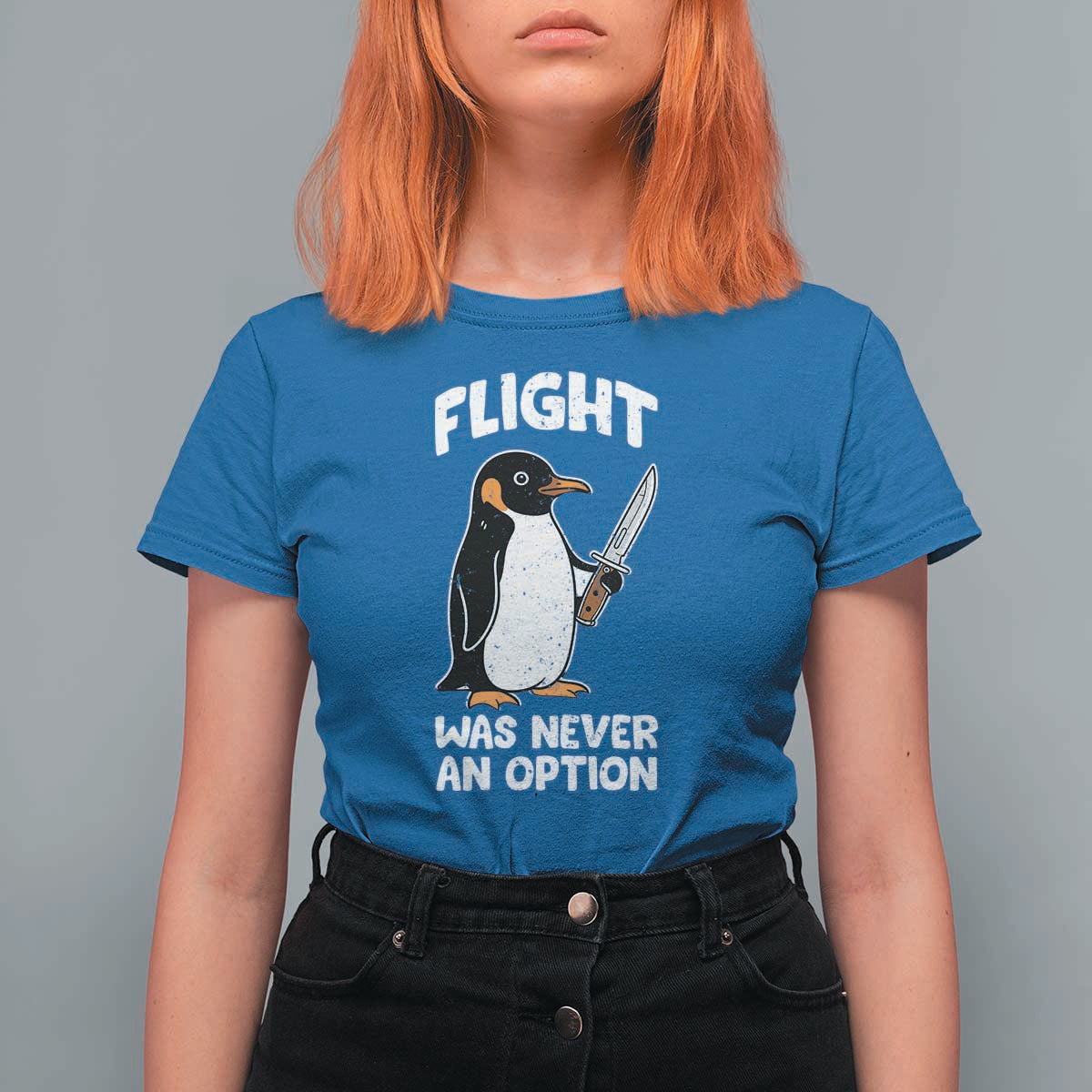 Penguin Flight Was Never An Option T Shirt For Women Funny Dark Humor
