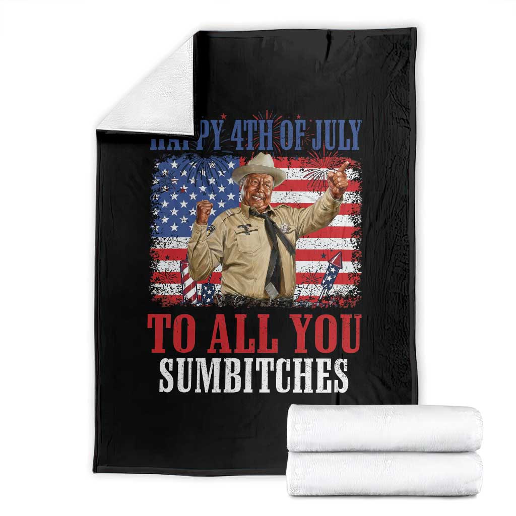 Happy 4th of July To All You Sumbitches Throw Blanket Funny Smokey Patriotic American 70s Movie The Bandit