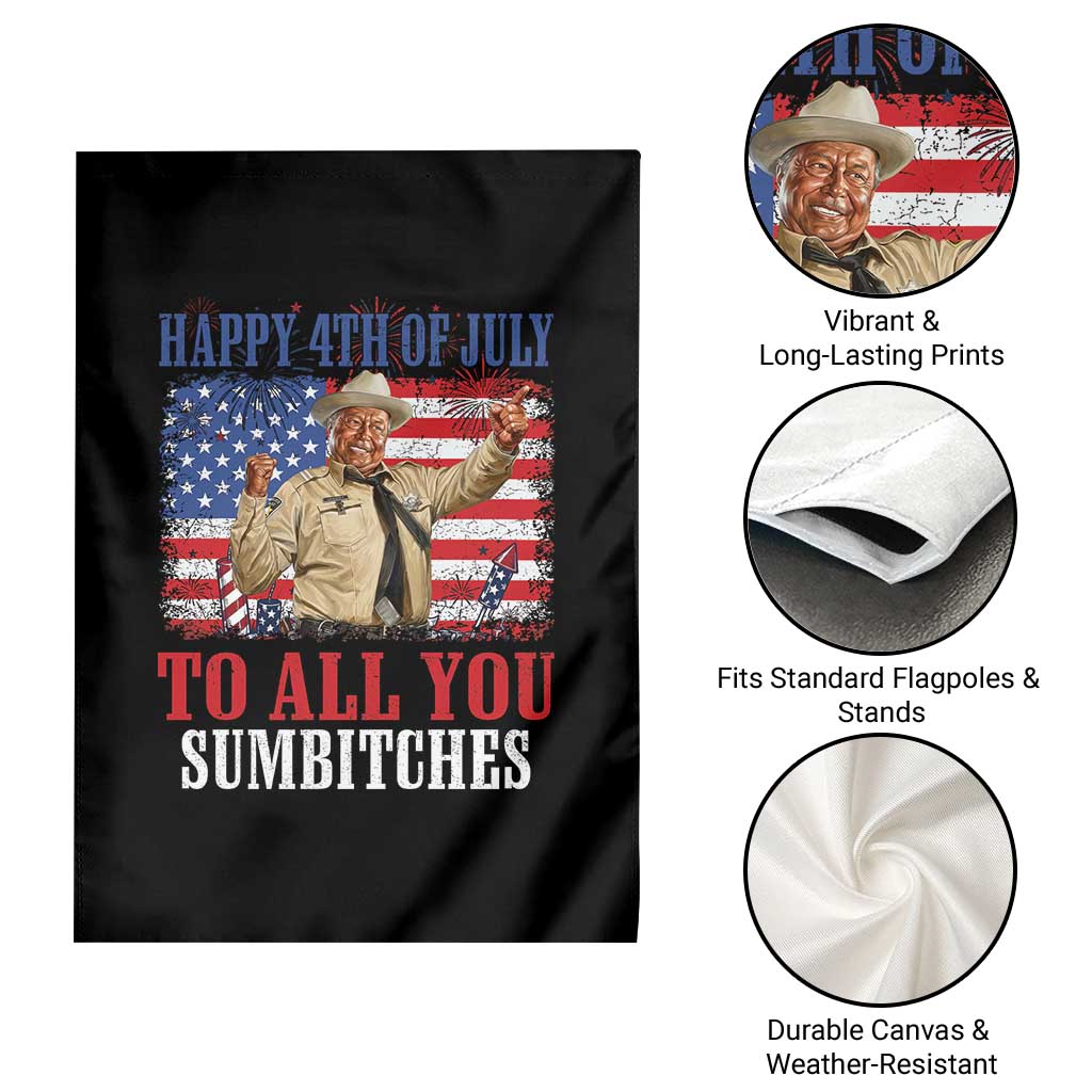 Happy 4th of July To All You Sumbitches Garden Flag Funny Smokey Patriotic American 70s Movie The Bandit