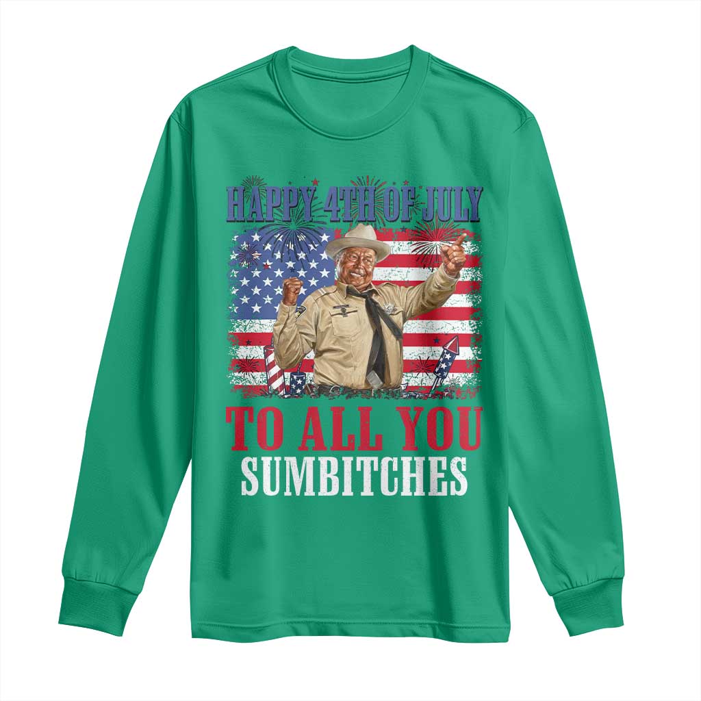Happy 4th of July To All You Sumbitches Long Sleeve Shirt Funny Smokey Patriotic American 70s Movie The Bandit