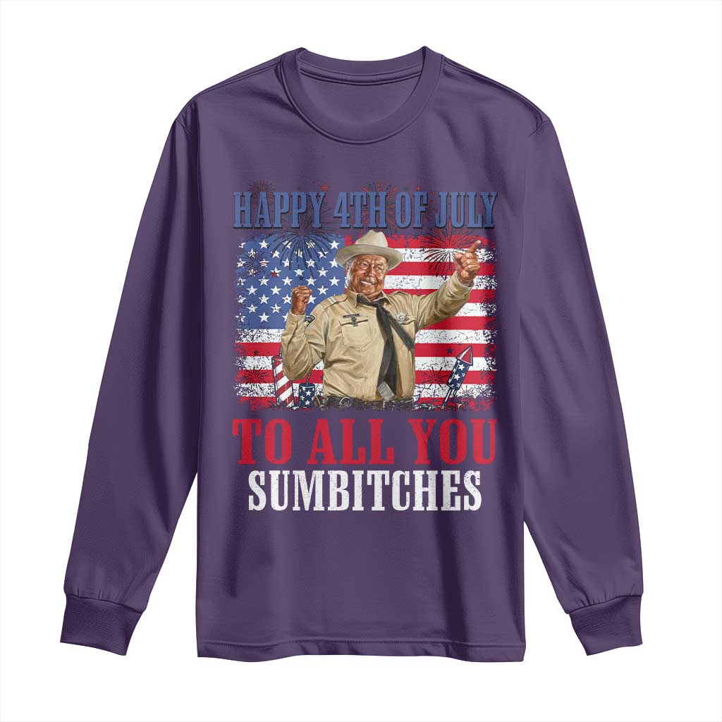 Happy 4th of July To All You Sumbitches Long Sleeve Shirt Funny Smokey Patriotic American 70s Movie The Bandit