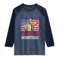 Happy 4th of July To All You Sumbitches Raglan Shirt Funny Smokey Patriotic American 70s Movie The Bandit