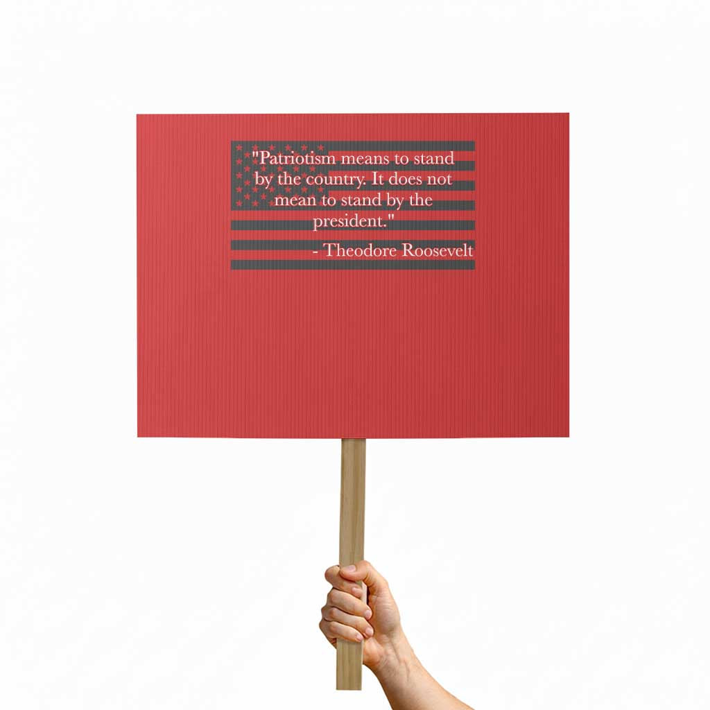 Theodore Roosevelt Protest Sign Patriotism Means To Stand By The Country Not By The President