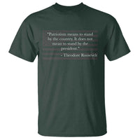 Theodore Roosevelt T Shirt Patriotism Means To Stand By The Country Not By The President